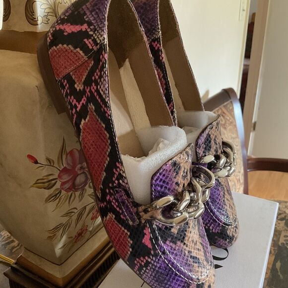 NWT Donald PLINER Metallic mini viper Lavender Leather Loafers new with box… - Picture 4 of 16